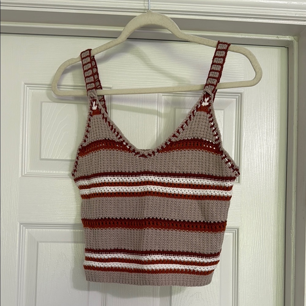 Striped Knit Cropped Top
